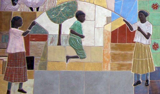 Detail from Rockville mural: ropeskipping children Detail from Rockville mural: ropeskipping children